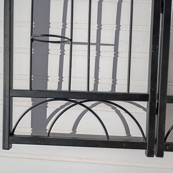 Cathedral Window Votive Candle Holders Gothic Black Wrought Iron Pair Arched Vtg - Picture 9 of 16
